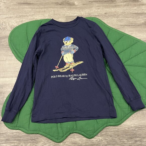 Polo Ralph Lauren Youth 7 Ski Bear Long Sleeve Tee Tshirt - Picture 1 of 4